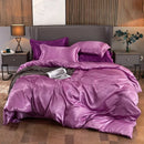 Axyaa Silk-Like Satin Hotel Duvet Cover Set - Queen Size Luxe Comforter Bedding