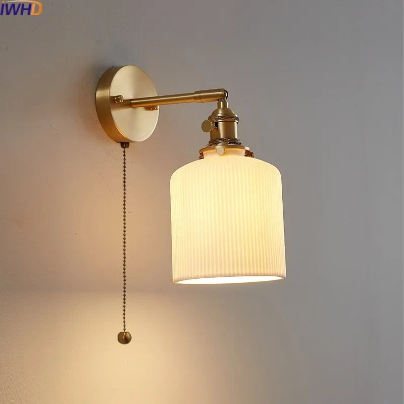 Axyaa Nordic LED Wall Sconce Pull Chain Switch Light for Home Decor