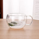 Axyaa Double Layer Glass Cup: Christmas Cup Coffee Mug Juice Milk Water Xmas Gift