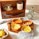 Axyaa Ceramic Bread Shape Side Dishes Set - 4pcs Cute Small Plates