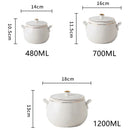 Axya Pure White Gold Edge Stew Bowl with Lid - Korean Design Soup & Dessert Cup