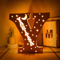 Axyaa Personalized LED Name Wall Decor Night Light with Stars for Family, Couples, Kids - Wooden Lamp