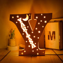 Axyaa Personalized LED Name Wall Decor Night Light with Stars for Family, Couples, Kids - Wooden Lamp