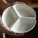 Axyaa Three-grid Ceramic Divided Plate for Healthy Eating and Portion Control