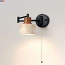 Axyaa Yellow Travertine LED Wall Lamp Sconce, Modern Black Iron Arm for Indoor Lighting