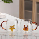 Axyaa Glass Handle Cartoon Animal Mug - High Borosilicate Juice Cup