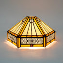 Brown Hexagon Stained Glass Lamp Shade - Axyaa Vintage 10" Inspired Glass Shade