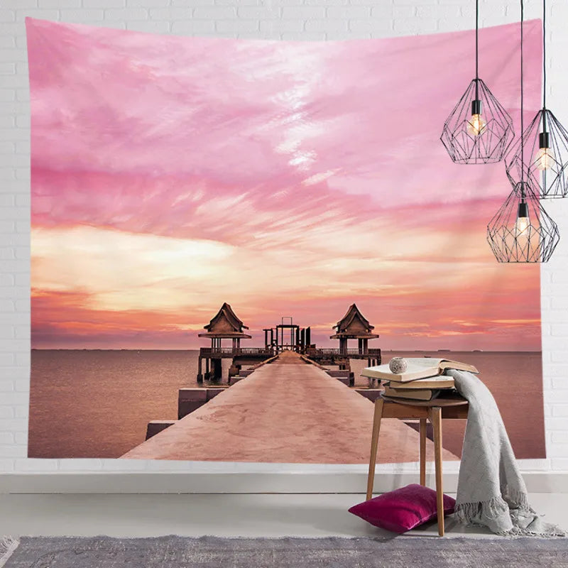 Axyaa Pink Kawaii Wall Hanging Tapestry for Living Bedroom Decor