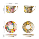 Axyaa Ceramic Coffee Cup & Saucer Set, Elegant Floral Design, High-end Latte Art Mug