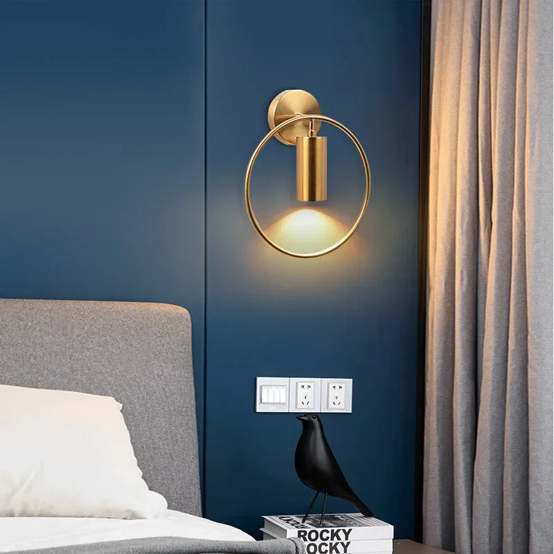 Luxury Brass Plating Nordic Wall Lamp by Axya for Bedroom and Office Decor