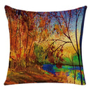 Axyaa Retro Landscape Oil Painting Linen Pillowcase 45*45cm for Living Room Sofa