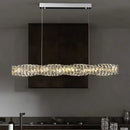 Axyaa Luxury Crystal LED Pendant Lamp - Silver Chandelier Lighting for Living & Dining Room