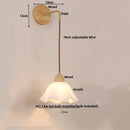 Axyaa Nordic LED Wall Sconce Pull Chain Switch Wood Base Vanity Light