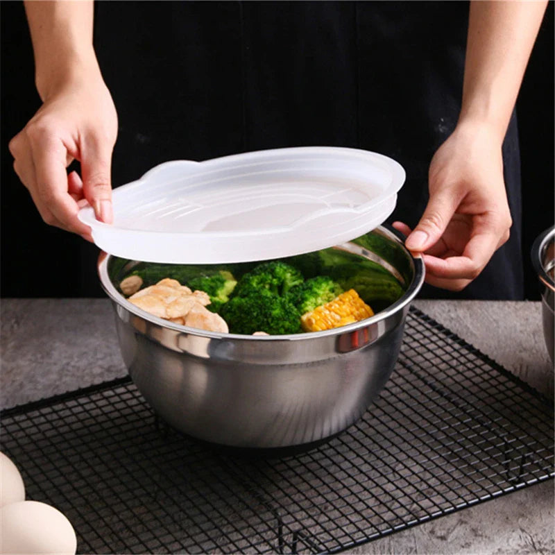 Axyaa Stainless Steel Mixing Bowls with Cover for Kitchen Storage and Mixing