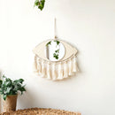 Axyaa Evil Eye Wood Mirror with Tassels: Boho Home Wall Decor & Gift