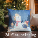 Axyaa Winter Cartoon Print Pillow Covers for Sofa, Bedroom, Car