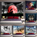 Axyaa Psychedelic Moon Wolf Wall Hanging Tapestries for Home Decor