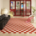 Axyaa Plaid Pattern Red Rug for Bedroom & Living Room, Washable & Anti-slip Floor Mat