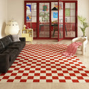 Axyaa Plaid Pattern Red Rug for Bedroom & Living Room, Washable & Anti-slip Floor Mat