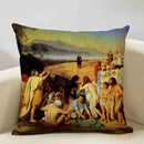 Axyaa Famous Painting Series Cushion Cover 45X45 Linen Pillowcase - Art Decor for Home & Office