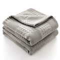 Axyaa Waffle Cotton Throw Blanket for Bed & Sofa - Soft & Breathable Summer Plaid Blanket