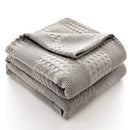 Axyaa Waffle Cotton Throw Blanket for Bed & Sofa - Soft & Breathable Summer Plaid Blanket