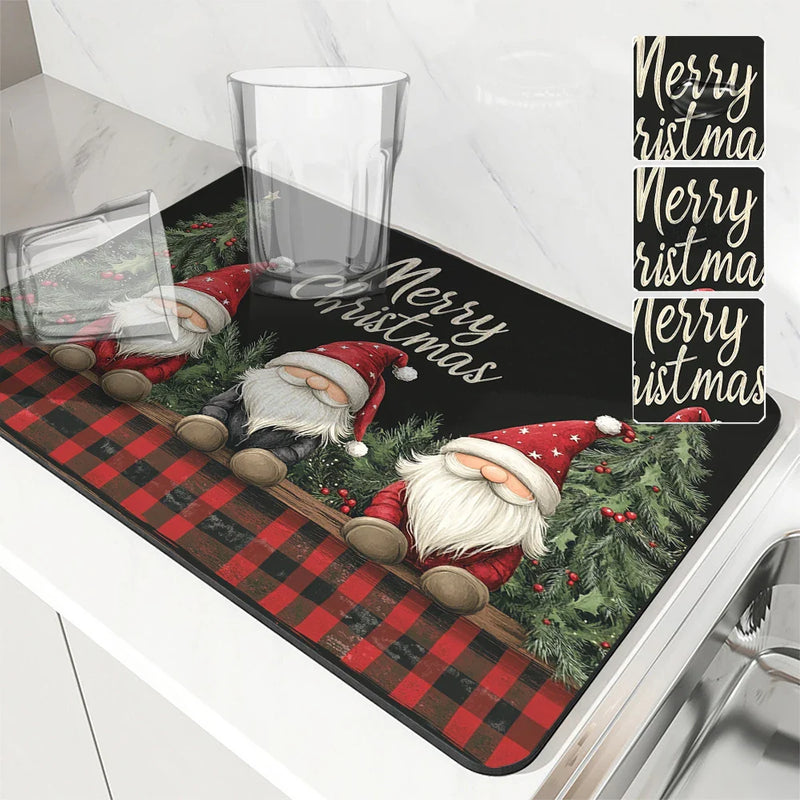 Axyaa Kitchen Draining Mat: Super Absorbent & Quick Dry for Christmas & Coffee.
