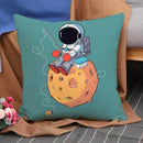 Axyaa Astronaut Theme Pillow Cover Set for Home Decor - 45*45 Size