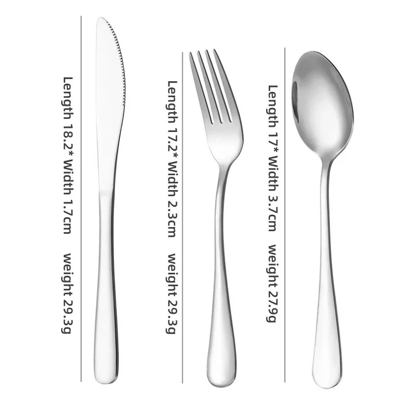 Axyaa Stainless Steel Tableware Set - Spoon, Knife, Fork - Simple and Portable for Home or Dorm