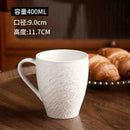 Axyaa Frosted Stone Ceramic Latte Flower Cup - Retro Luxury Black & White Mug
