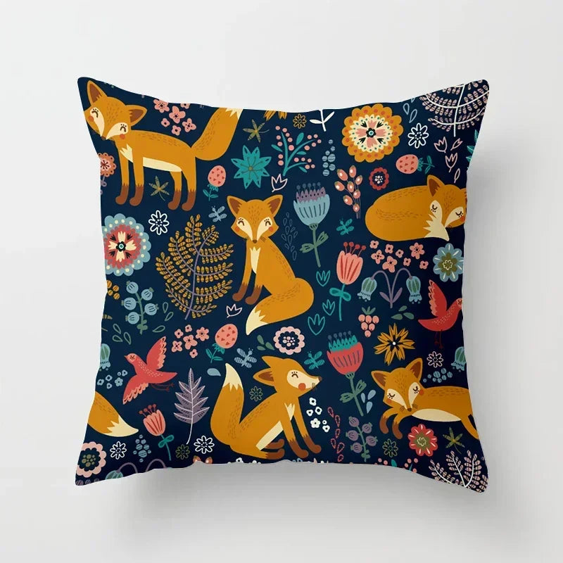 Axyaa Cartoon Animal Cushion Cover 45*45 Sofa Pillowcase Decorative Throw Pillow