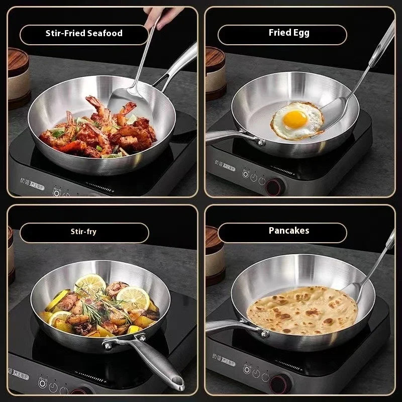 Axyaa Stainless Steel Non Stick Frying Pan for Gas Stove and Induction Cooker