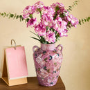 Axyaa Hand-painted Rose Flower Ceramic Vase for Home Decoration