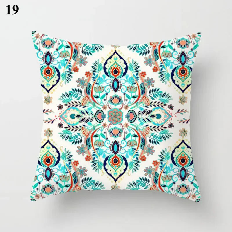 Axyaa Mint Green Blue Geometric Cushion Cover Modern Home Decor