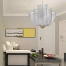 Axyaa Metal Grid LED Chandelier Geometric Hollow Pendant, Dimmable Iron Lighting