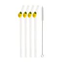 Axyaa Lemon Glass Straw Set: Reusable Eco-Friendly Straws for Smoothies, Cocktails
