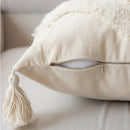 Axyaa Boho Fringe White Tufted Embroidery Pillow Cover 45x45cm