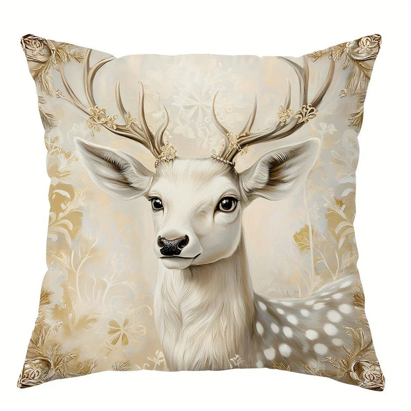 Axyaa Christmas Pillowcase Set for Home Decor - Santa Claus Reindeer Tree Design