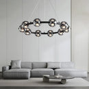 Axyaa Round Glass Chandelier Pendant Lamp for Dining Room and Kitchen