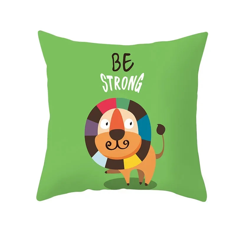 Nordic Cartoon Print Yellow Blue Cushion Cover 45*45cm by Axyaa