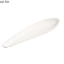 Axyaa White Ceramic Fish Plate for Restaurant and Molecular Cuisine