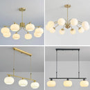 Axyaa Cream Glass Sphere Ceiling Chandelier. Modern Living Room, Bedroom, Dining Room Lighting.