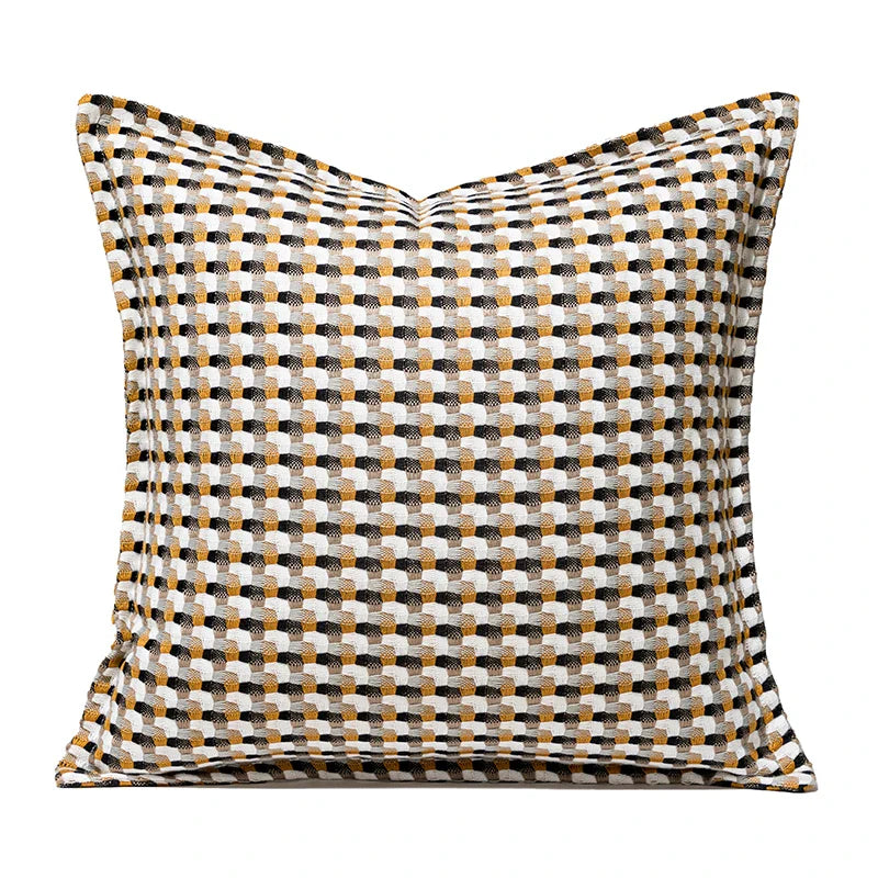 Embroidered Tufted Cushion Cover in Neutral Tones by Axyaa
