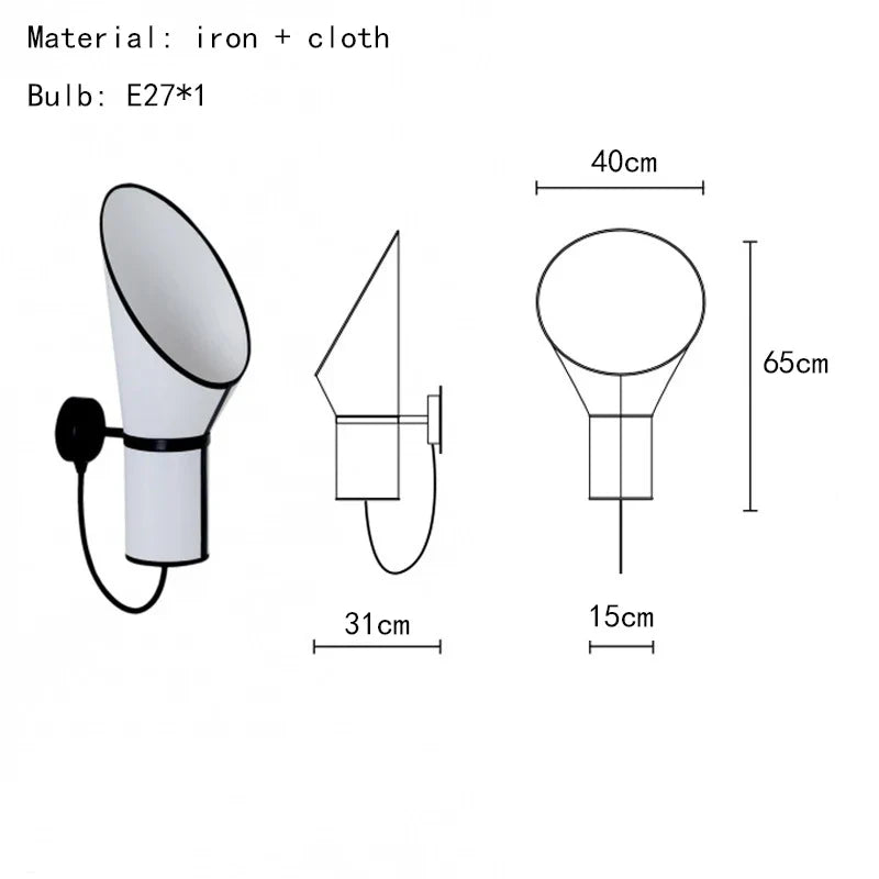 Axyaa White Cloth Lampshade Wall Light for Bedroom | Art Deco Sconce