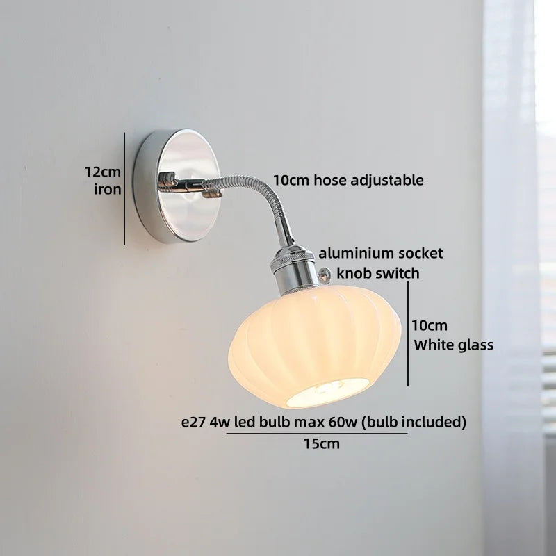Axyaa White Ceramic LED Wall Light with Pull Chain Switch