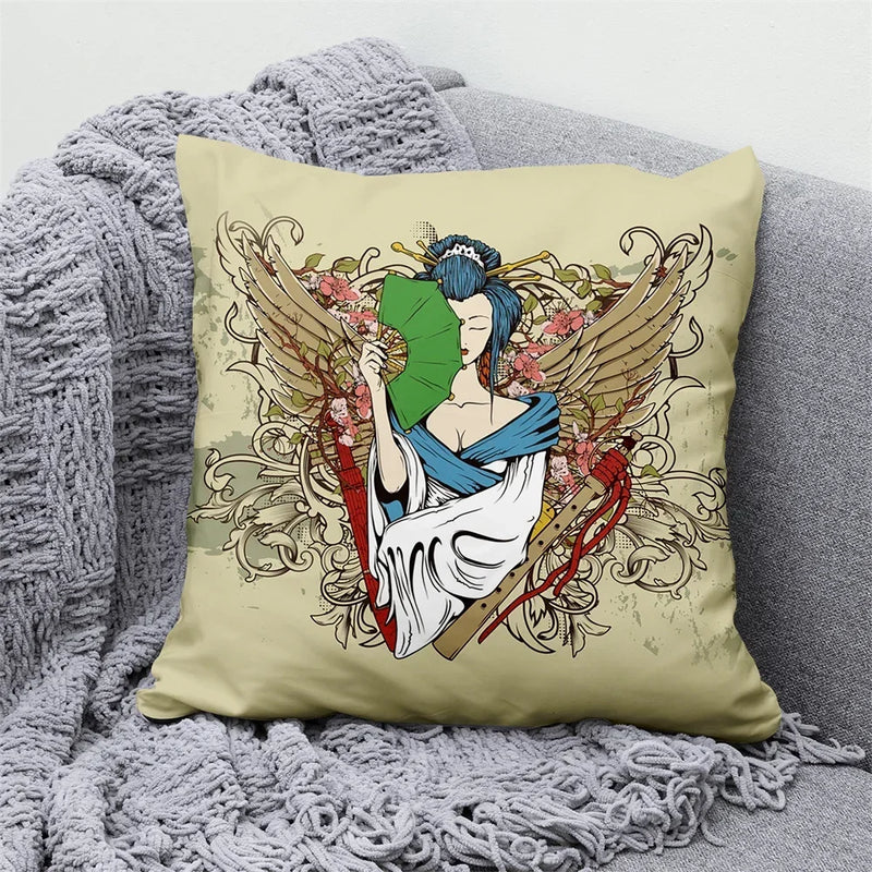 Axyaa Lucky Cat Japanese Style Sofa Bed Pillow Cover: Mount Fuji Japanese Art