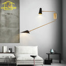 Axyaa Double Head Swing Arm Wall Lamp LED E27 Black/White/Gold Bedroom Living Room