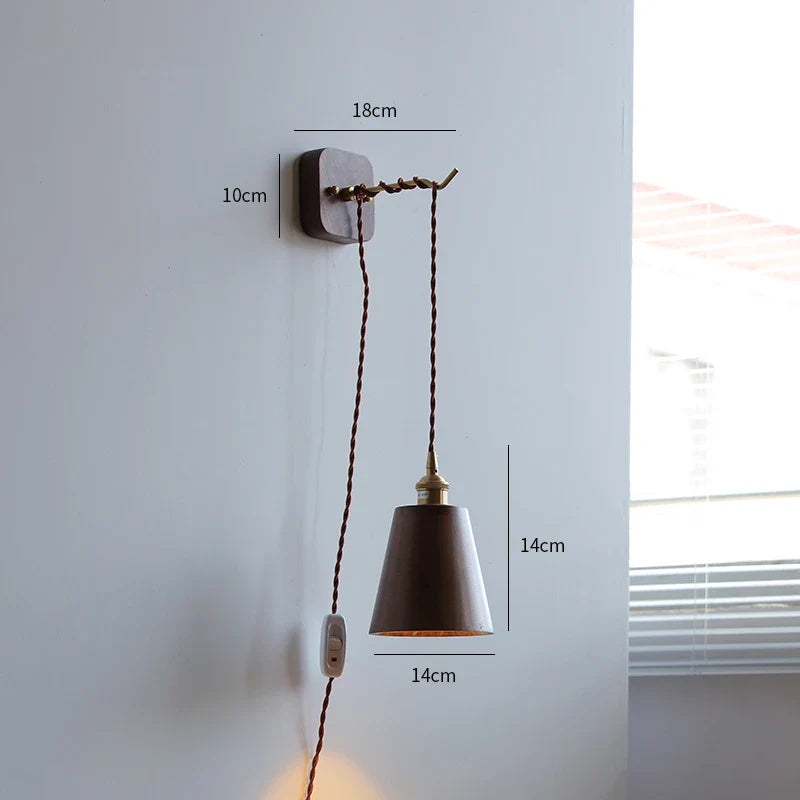 Axyaa Walnut Wooden LED Wall Lights Fixture Modern Indoor Lighting Nordic Wandlamp