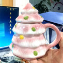 Axyaa Santa Claus Ceramic Mug with Lid, Christmas Gift for Office, Home - Couple Water Cup
