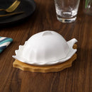 Axyaa Leaf Shaped Ceramic Butter Plate with Lid - Tableware Set